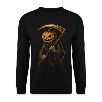 T-shirt d'Halloween citrouille Faucheuse Costume d'horreur - Sweat-shirt Unisexe - noir - Devant - Alina (178cm) & Michal (187cm)
