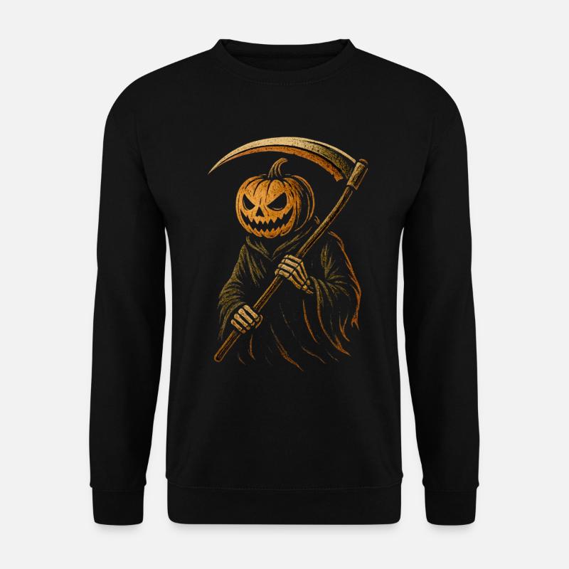 Halloween Kürbis Sensenmann Shirt Horror Kostüm - Unisex Pullover - Schwarz