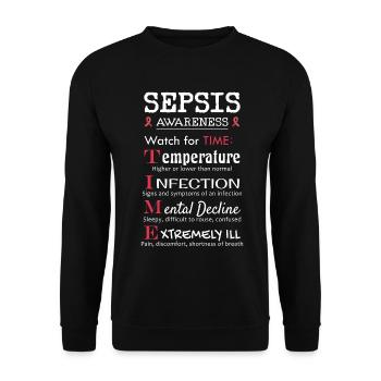 Sepsis Aufklärung - Achte auf TIME Leitfaden - Unisex Pullover - Schwarz - Vorne - Alina (178cm) & Michal (187cm)