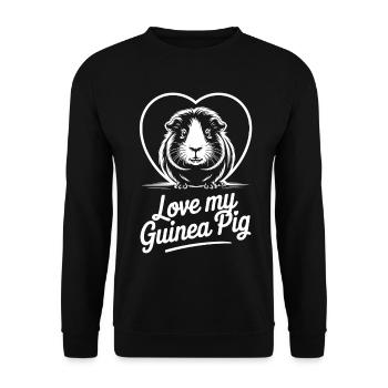 Liebe Meerschweinchen Herz Motiv - Unisex Pullover - Schwarz - Vorne - Alina (178cm) & Michal (187cm)