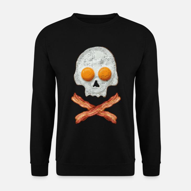 Fried Egg Skull with Bacon Cross - Unisex Sweatshirt - black