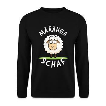 Määähga Schaf – Süßes Schafe Wortspiel - Unisex Pullover - Schwarz - Vorne - Alina (178cm) & Michal (187cm)