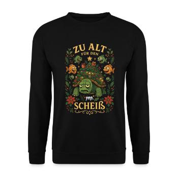 Zu Alt Für Den Scheiß – Schildkröte Weihnachten - Unisex Pullover - Schwarz - Vorne - Alina (178cm) & Michal (187cm)