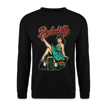 Cadeau des années 50 pour une hot rod vintage rockabilly - Sweat-shirt Unisexe - noir - Devant - Alina (178cm) & Michal (187cm)