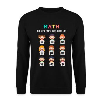 Mathe hält dich im Gleichgewicht - Unisex Pullover - Schwarz - Vorne - Alina (178cm) & Michal (187cm)