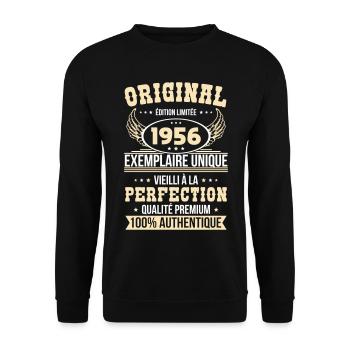 1956 – Exemplaire unique – Qualité premium - Sweat-shirt Unisexe - noir - Devant - Alina (178cm) & Michal (187cm)