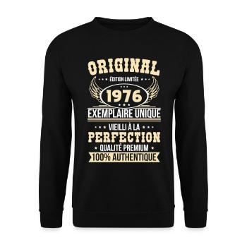1976 – Exemplaire unique – Qualité premium - Sweat-shirt Unisexe - noir - Devant - Alina (178cm) & Michal (187cm)