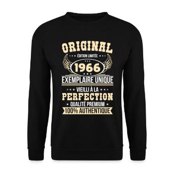 1966 – Einzigartiges Beispiel – Premiumqualität - Unisex Pullover - Schwarz - Vorne - Alina (178cm) & Michal (187cm)
