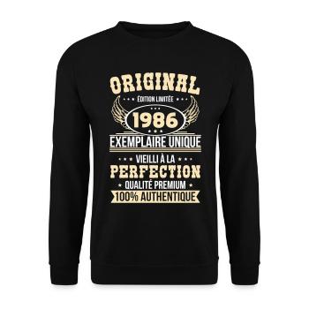 1986 – Exemplaire unique – Qualité premium - Sweat-shirt Unisexe - noir - Devant - Alina (178cm) & Michal (187cm)