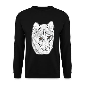 Wolfskopf Linienstudie - Unisex Pullover - Schwarz - Vorne - Alina (178cm) & Michal (187cm)