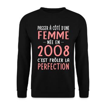 Née en 2008 – Frôler la perfection  - Sweat-shirt Unisexe - noir - Devant - Alina (178cm) & Michal (187cm)