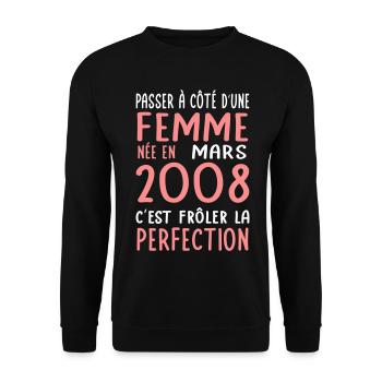18th birthday - Born in March 2008 - Unisex Sweatshirt - black - Front - Alina (178cm) & Michal (187cm)