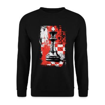 Chess King – Grunge Strategy Motif - Unisex Sweatshirt - black - Front - Alina (178cm) & Michal (187cm)