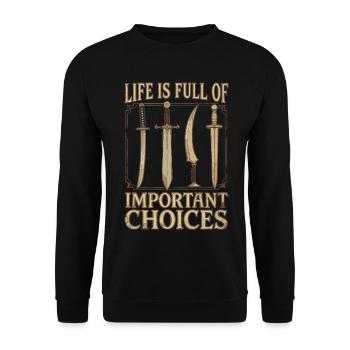 RPG Gamer: Die Qual der Wahl - Unisex Pullover - Schwarz - Vorne - Alina (178cm) & Michal (187cm)