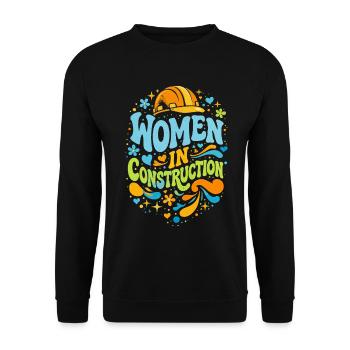 Women in Construction Craftswomen Retro Power - Unisex Sweatshirt - black - Front - Alina (178cm) & Michal (187cm)