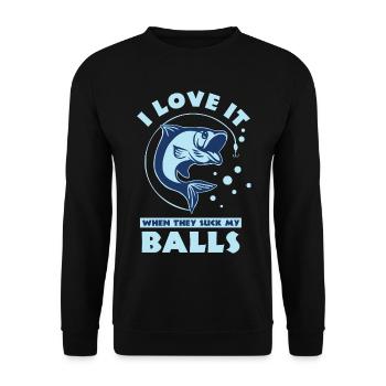 Funny Fishing Quote – I Love It Balls - Unisex Sweatshirt - black - Front - Alina (178cm) & Michal (187cm)
