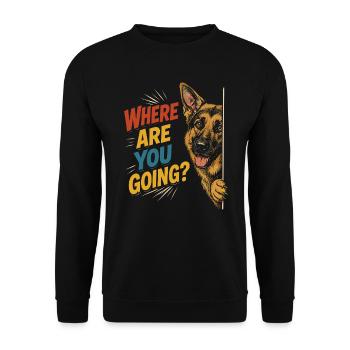 Curious dog, funny look - Unisex Sweatshirt - black - Front - Alina (178cm) & Michal (187cm)