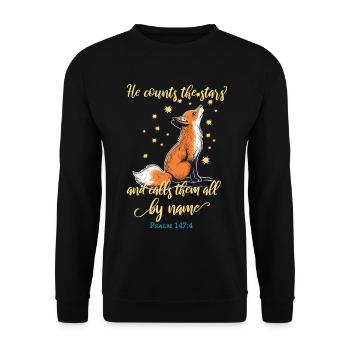 Fuchs Christliches Zitat - Unisex Pullover - Schwarz - Vorne - Alina (178cm) & Michal (187cm)