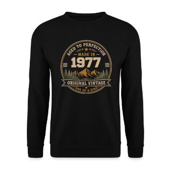 1977 Retro 1977 Vintage 1977 Geschenk 1977 - Unisex Pullover - Schwarz - Vorne - Alina (178cm) & Michal (187cm)