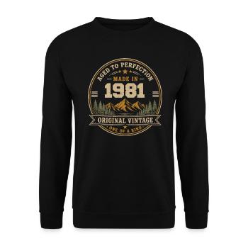 1981 Retro 1981 Vintage, 1981 Geschenk 1981 - Unisex Pullover - Schwarz - Vorne - Alina (178cm) & Michal (187cm)