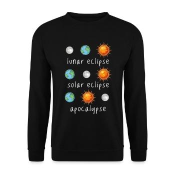 Lunar Eclipse Solar Eclipse Apocalypse Humor - Unisex Sweatshirt - black - Front - Alina (178cm) & Michal (187cm)