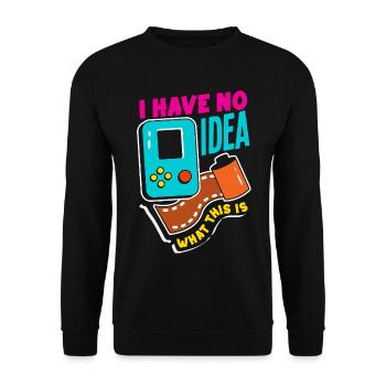 Aucune idée de ce que c’est - un design rétro drôle - Sweat-shirt Unisexe - noir - Devant - Alina (178cm) & Michal (187cm)