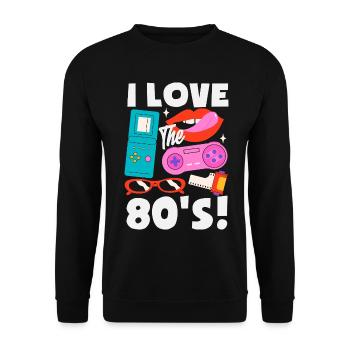 Retro Back to the 80s Vintage Design - Unisex Sweatshirt - black - Front - Alina (178cm) & Michal (187cm)