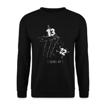 Level 13 Unlocked | Cadeau Anniversaire 13 Ans - Sweat-shirt Unisexe - noir - Devant - Alina (178cm) & Michal (187cm)