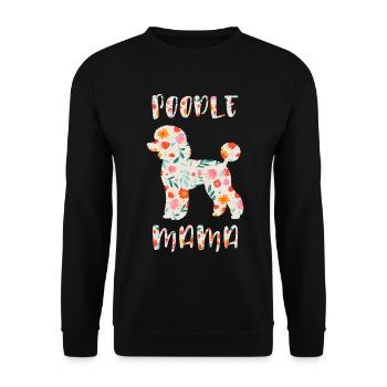 Pudel Mama mit Blumenmotiv - Unisex Pullover - Schwarz - Vorne - Alina (178cm) & Michal (187cm)