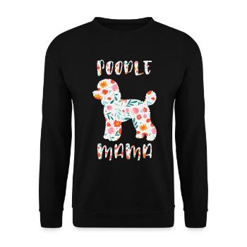 Pudel Mama mit Blumenmotiv - Unisex Pullover - Schwarz - Vorne - Alina (178cm) & Michal (187cm)