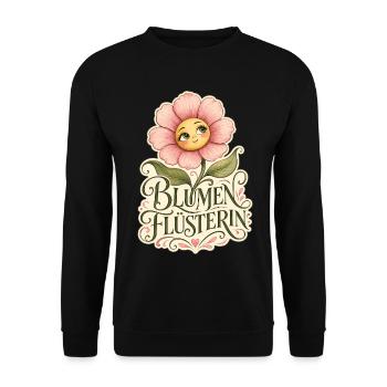 Blumen Flüsterin - Unisex Pullover - Schwarz - Vorne - Alina (178cm) & Michal (187cm)