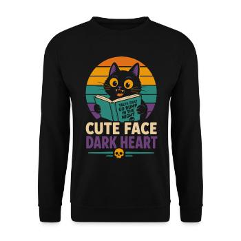 Chat d’horreur au visage mignon au cœur sombre - Sweat-shirt Unisexe - noir - Devant - Alina (178cm) & Michal (187cm)