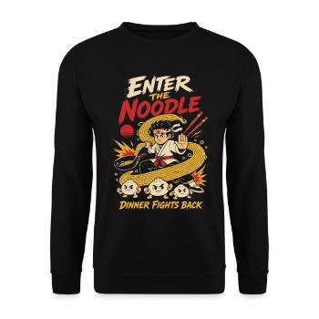 Voici l’humour des ramen d’arts martiaux aux nouilles - Sweat-shirt Unisexe - noir - Devant - Alina (178cm) & Michal (187cm)