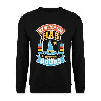 My Witch Hat Has Office Hours - Unisex Pullover - Schwarz - Vorne - Alina (178cm) & Michal (187cm)