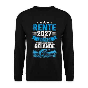 Rente 2027 Angler – Eine Legende verlässt das... - Unisex Pullover - Schwarz - Vorne - Alina (178cm) & Michal (187cm)