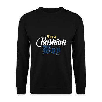 Bosnien Bosnier Junge Spruch Geschenk - Unisex Pullover - Schwarz - Vorne - Alina (178cm) & Michal (187cm)
