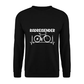 Radreisender Fahrrad Radfahrer Geschenk - Unisex Pullover - Schwarz - Vorne - Alina (178cm) & Michal (187cm)