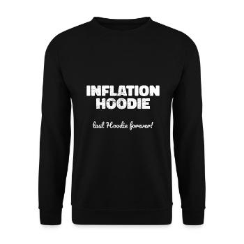 Inflation Hoodie Spruch Geschenk - Unisex Pullover - Schwarz - Vorne - Alina (178cm) & Michal (187cm)