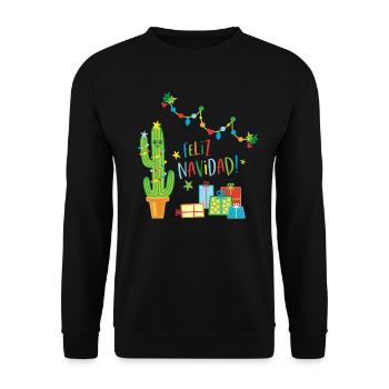 Feliz Navidad Kaktus Weihnachtspullover - Unisex Pullover - Schwarz - Vorne - Alina (178cm) & Michal (187cm)