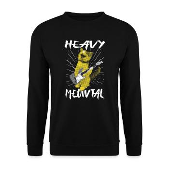 Heavy Meowtal Cat Cat Gift Idea - Unisex Sweatshirt - black - Front - Alina (178cm) & Michal (187cm)