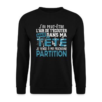 Musique Musicien Musicienne Partition Cadeau - Sweat-shirt Unisexe - noir - Devant - Alina (178cm) & Michal (187cm)