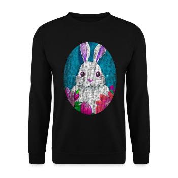 Osterhase retro used-look cool - Unisex Pullover - Schwarz - Vorne - Alina (178cm) & Michal (187cm)