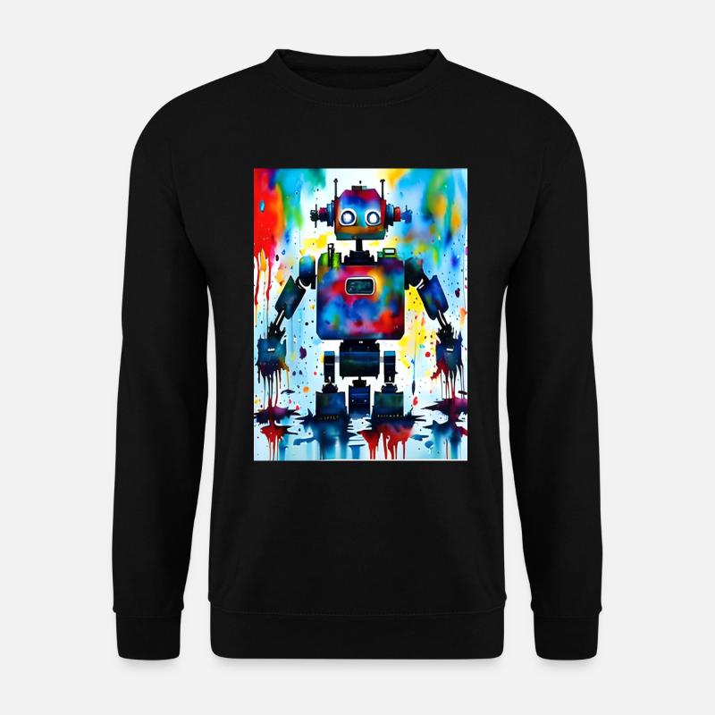 Kunst Roboter Farbenfroh - Unisex Pullover - Schwarz