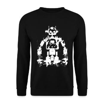 Schwarz weiss Roboter Silhouette - Unisex Pullover - Schwarz - Vorne - Alina (178cm) & Michal (187cm)