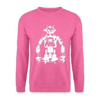 Schwarz weiss Roboter Silhouette - Unisex Pullover - Pink - Vorne