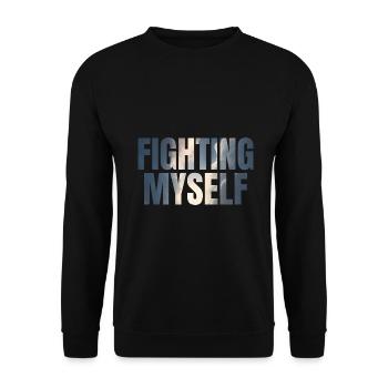 fighting myself Depression Geschenkidee - Unisex Pullover - Schwarz - Vorne - Alina (178cm) & Michal (187cm)