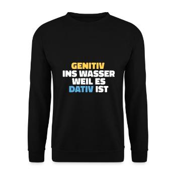 Gentiv Dativ Deutsch Lehrer Geschenk - Unisex Pullover - Schwarz - Vorne - Alina (178cm) & Michal (187cm)