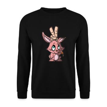Hare - les doigts montrent des oreilles de lapin - Sweat-shirt Unisexe - noir - Devant - Alina (178cm) & Michal (187cm)