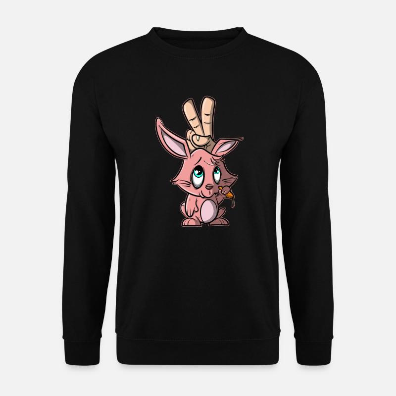 Hase - Finger zeigen Hasenohren - Unisex Pullover - Schwarz