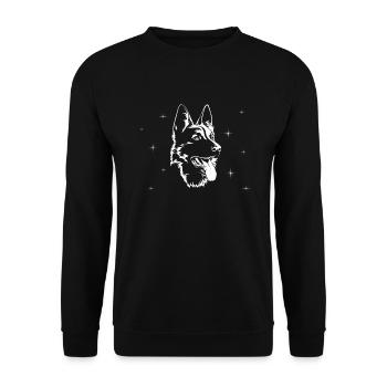 Deutscher Schäferhund mit Sternen - Unisex Pullover - Schwarz - Vorne - Alina (178cm) & Michal (187cm)